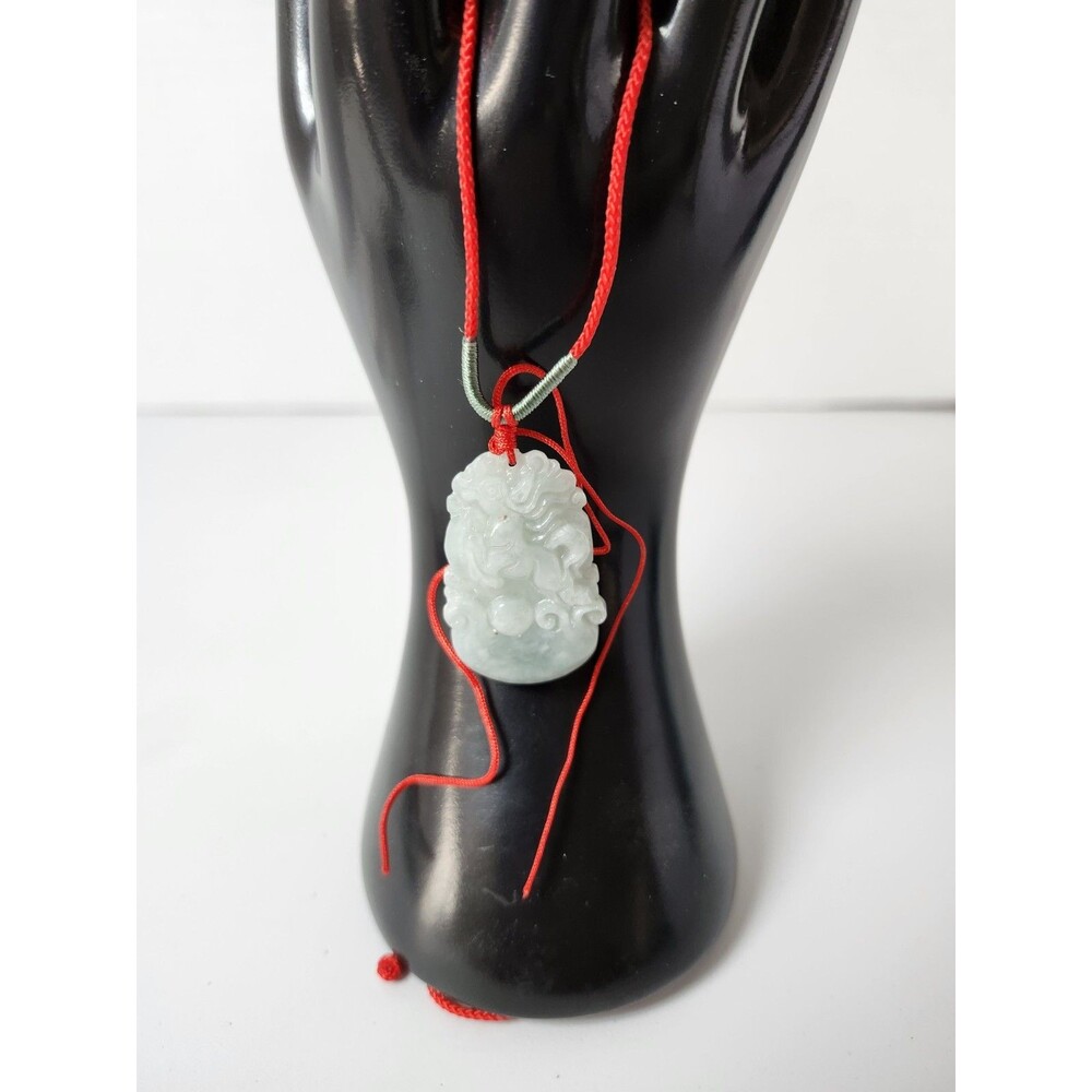 Carved Jadeite Necklace 1.5" Pendant And Certification Card